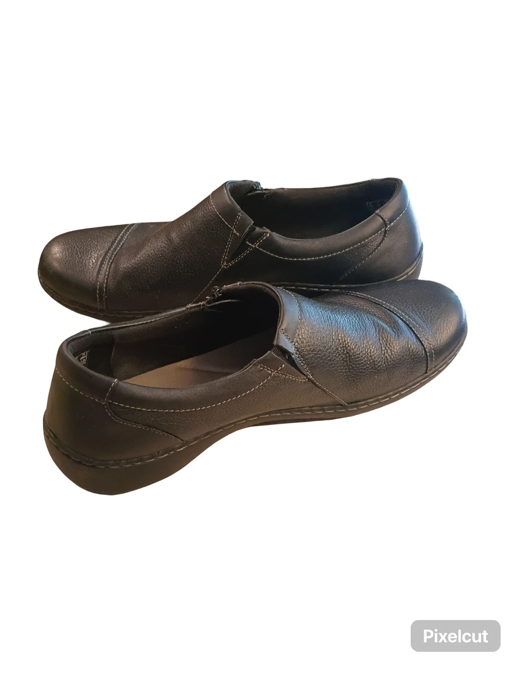 Clarks Cora Giny Black Leather Zip Loafers Women's Size 10